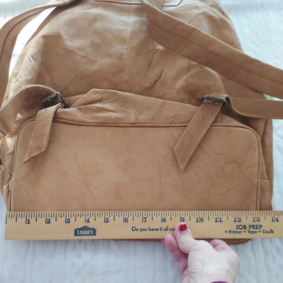 Vintage Leather Large Bookbag/ Duffle Bag. East West By I.G.T New York/London main image 11